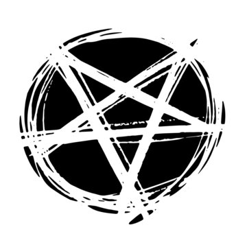 Hand Drawn inverted pentagram, negative shape