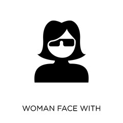 Woman face with sunglasses icon. Woman face with sunglasses symbol design from People collection.