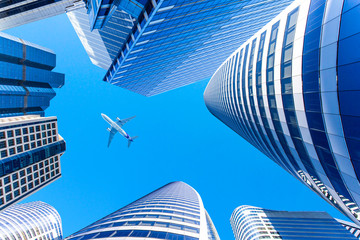 Obraz na płótnie Canvas Top view skyscrapers and office building for financial business,Tower in Bangkok Thailand