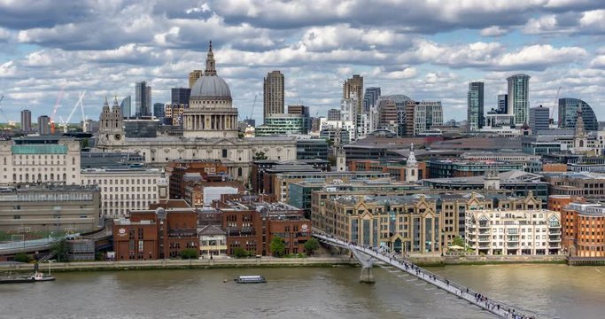 Panoramic Aerial View of London City Timelapse Video
