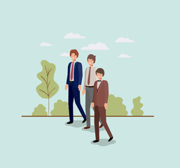 Fototapeta premium elegant businessmen walking in the park