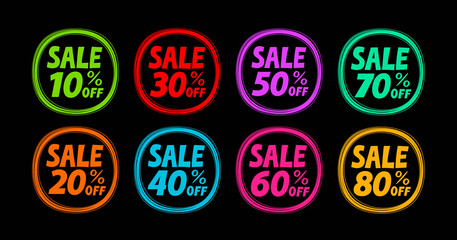 Sale, label set. Business, shop symbol. Vector illustration