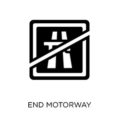 End motorway sign icon. End motorway sign symbol design from Traffic signs collection.