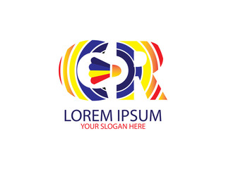 Letter C and R with shuttlecock logo overlapping and combination 