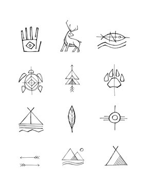 Native american ink symbols illustration