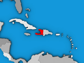 Fototapeta premium Haiti on blue political 3D globe.