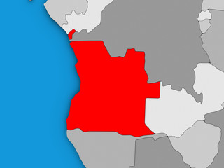 Obraz premium Angola on blue political 3D globe.