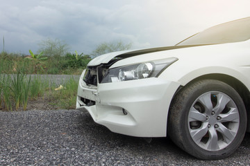 Fototapeta na wymiar Car of accident on road make damaged at claim the insurance company.