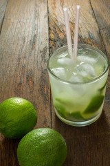 typical Brazilian drink, caipirinha, made with cachaca, sugar and lemon