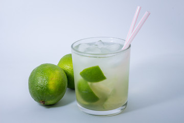 typical Brazilian drink, caipirinha, made with cachaca, sugar and lemon