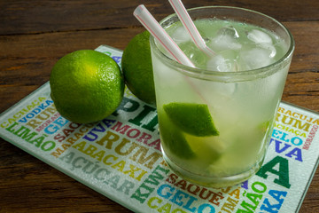typical Brazilian drink, caipirinha, made with cachaca, sugar and lemon