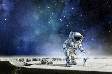 Fototapeta premium There is life on moon. Mixed media