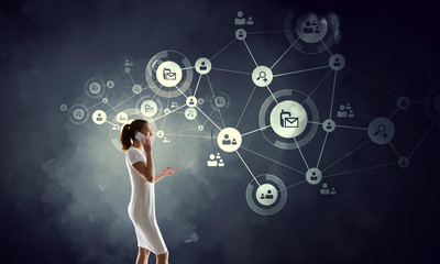 Business networking and connection concept. 3d rendering