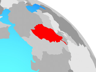 Afghanistan on simple blue political globe.