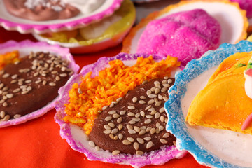 Miniature Plate of Mole for Day of the Dead in Mexico City