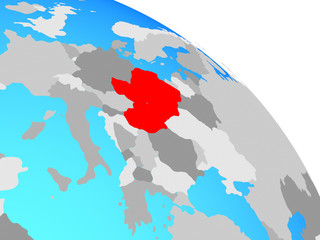 Visegrad Group on simple blue political globe.