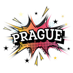 Prague Comic Text in Pop Art Style.