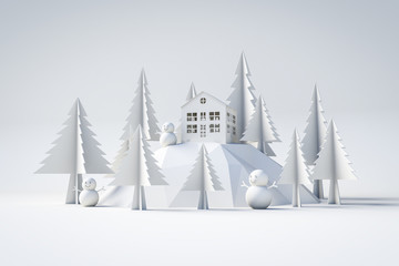 3d model winter and christmas concept