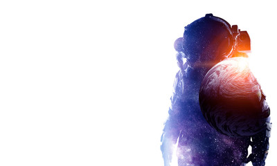 Fototapeta premium Spaceman on white. Mixed media