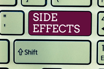 Word writing text Side Effects. Business concept for An unintended negative reaction to a medicine and treatment.