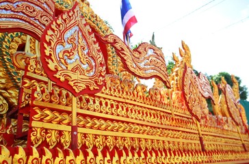 car parade decorated with Thai pattern Buddha festival