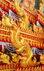 car parade decorated with Thai pattern Buddha festival