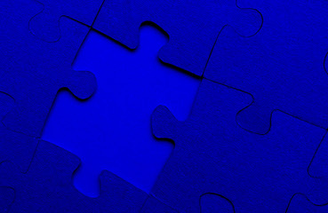 Puzzles laid out on the table blue color
