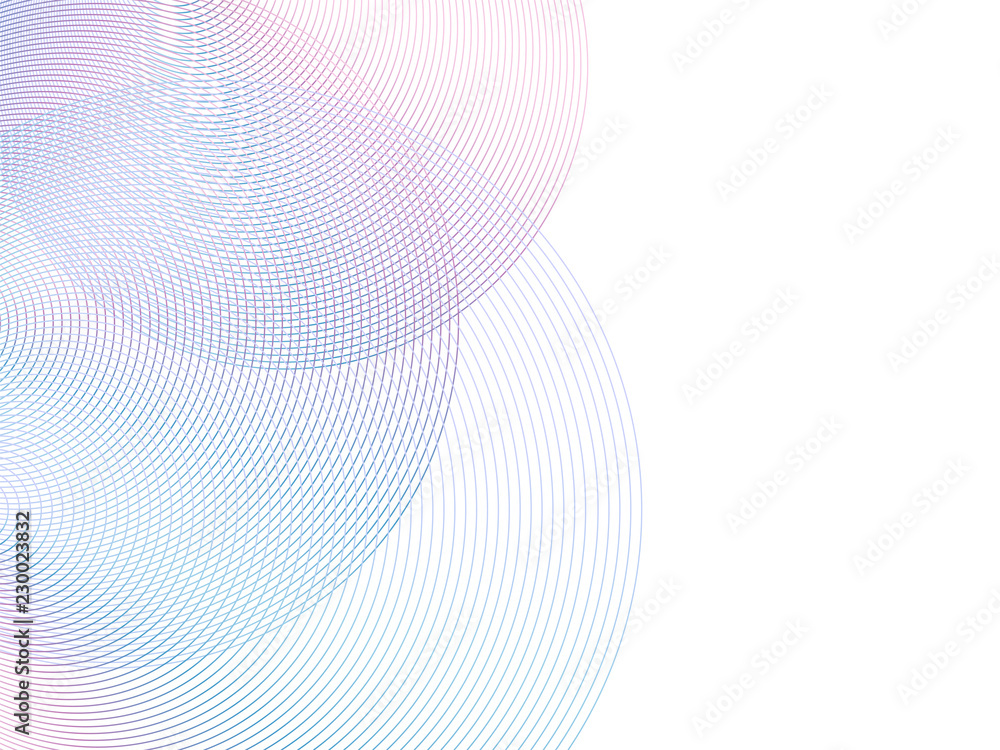 Poster Circle lines overlapping pattern isolated on white background. For design elements in technology or modern concept.