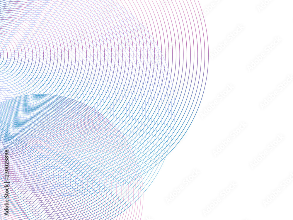 Poster Circle lines overlapping pattern isolated on white background. For design elements in technology or modern concept.