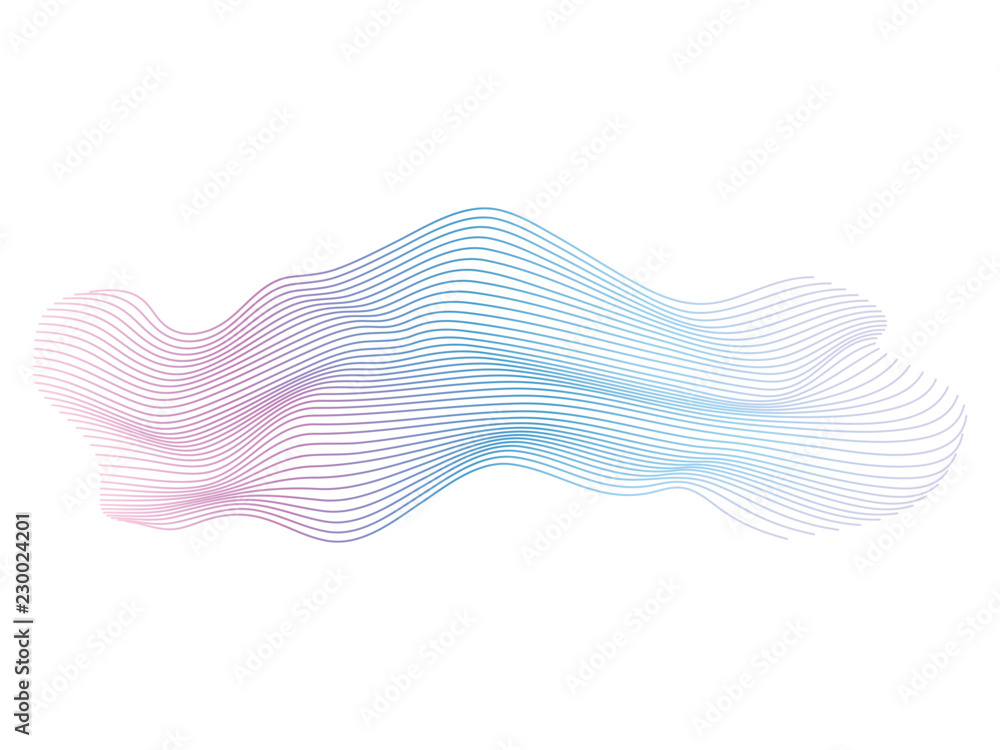 Poster Abstract vector colorful wave lines isolated on white background for design elements in concept of music, technology, modern