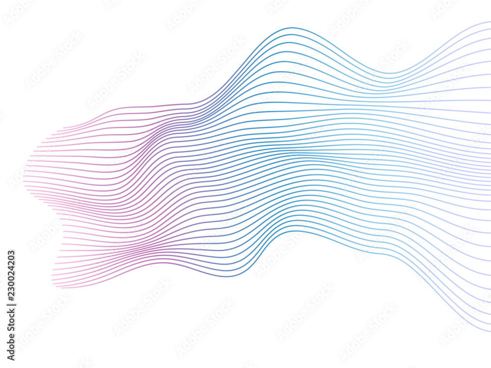 Poster Abstract vector colorful wave lines isolated on white background for design elements in concept of music, technology, modern