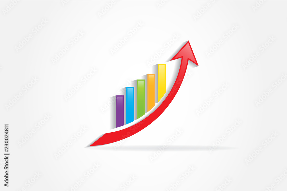 Wall mural business graph statistics growth sales icon vector image