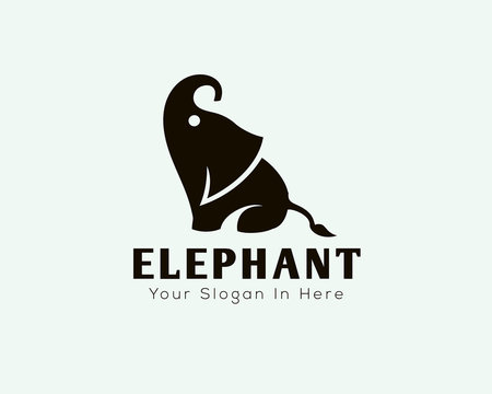 simple sitting elephant logo, icon, symbol design inspiration