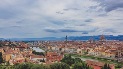 Fototapeta na wymiar View of the historic city of Florence, Italy, viewed from Piazzale Michelangelo