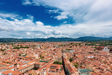 Aerial view of the city of Florence, Italy, from the dome of Florence Cathedral