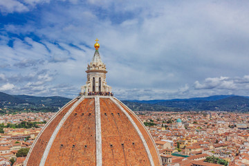 Florence Cathedral and the city of Florence, Italy viewed from Giotto's Bell Tower