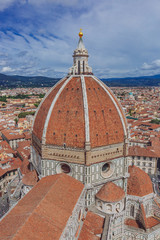 Fototapeta na wymiar Florence Cathedral and the city of Florence, Italy viewed from Giotto's Bell Tower