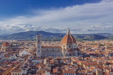 Fototapeta na wymiar City of Florence, Italy, and Florence Cathedral, at dusk