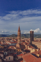 Fototapeta na wymiar Houses and towers of Florence, Italy