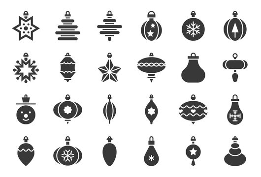 Christmas ball ornaments icon set 1, solid design