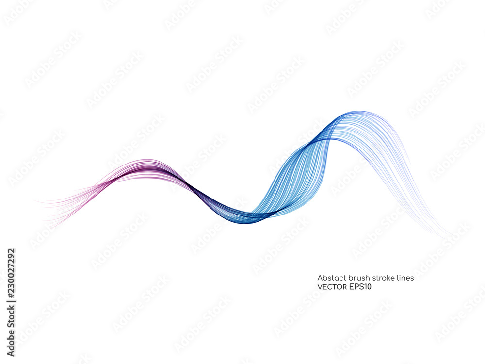 Poster Vector brush stroke colorful curved wave lines isolated on white background for  design element