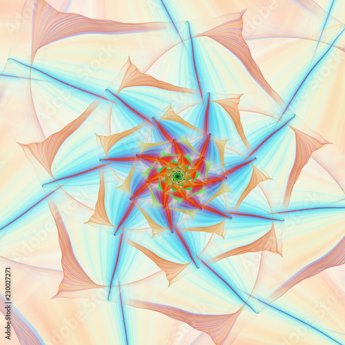 Abstract Exotic Flower Close Up View Fantasy Red And Blue
