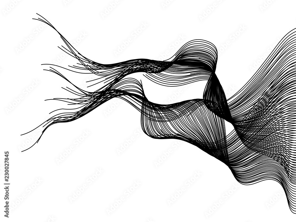 Poster Vector black wave lines isolated on white background for  design element