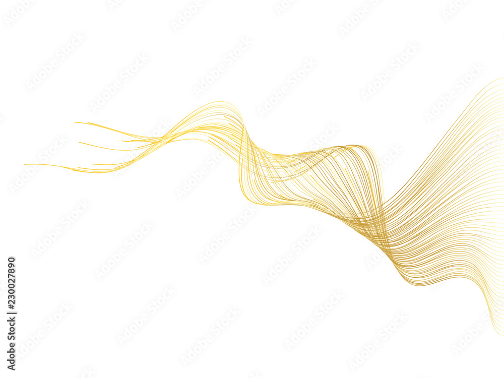 Aufkleber abstract wave lines gold color isolated on white background. for vector design elements in concept l