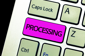 Writing note showing Processing. Business photo showcasing Series of mechanical or chemical...