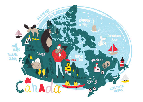 Illustrated vector map of Canada