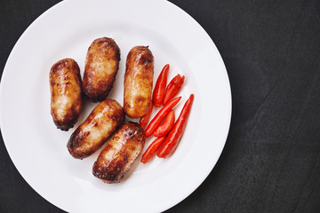 Thai local food, ISAN sausage or pork sausage grilled.