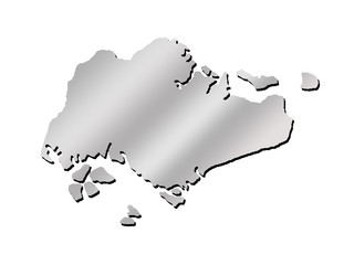 Singapore contour map with metallic gradient and shadow isolated on white background