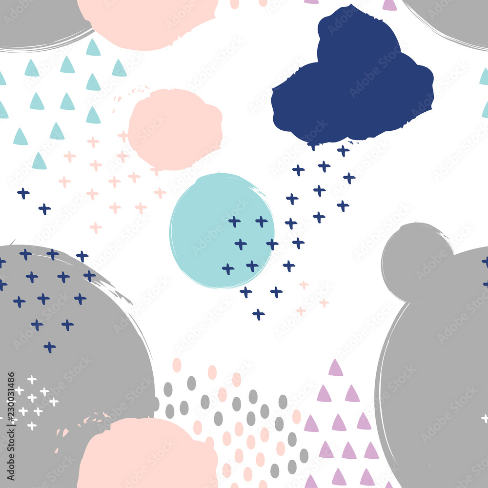 Poster various abstract shapes. vector seamless pattern