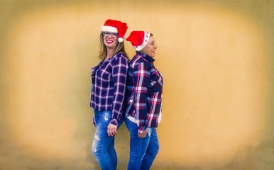 portrait of senior women with santa claus hat